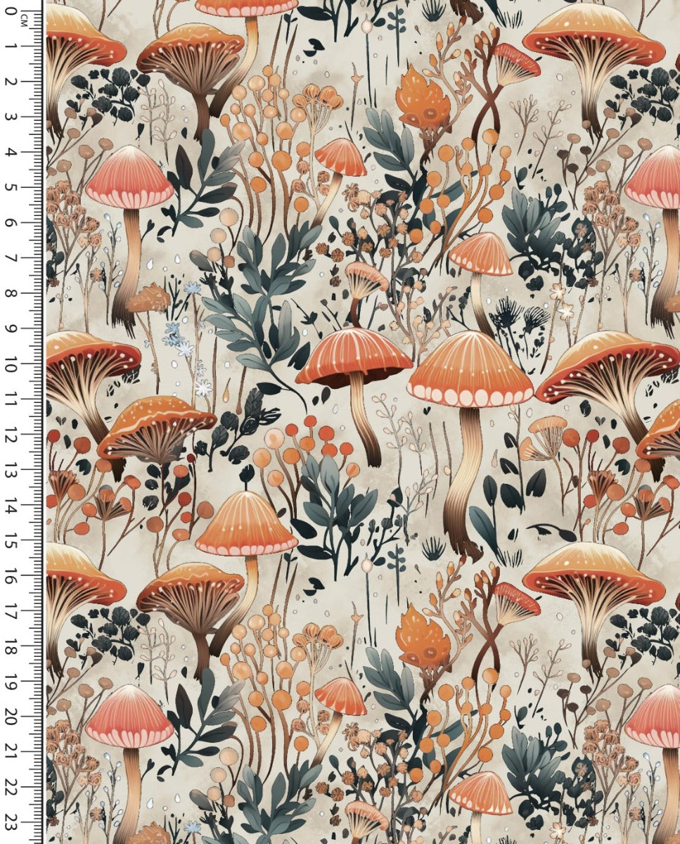 French Terry Digital Autumn Mushrooms : 5900 : 1453 : Taupe