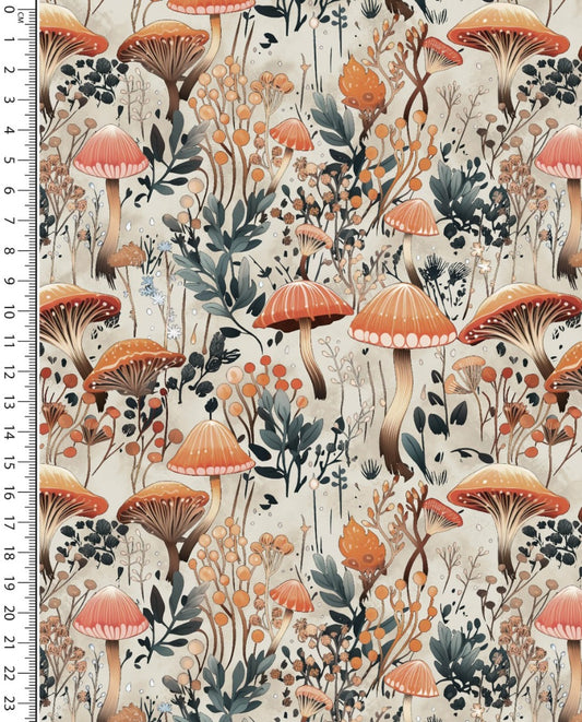 French Terry Digital Autumn Mushrooms : 5900 : 1453 : Taupe