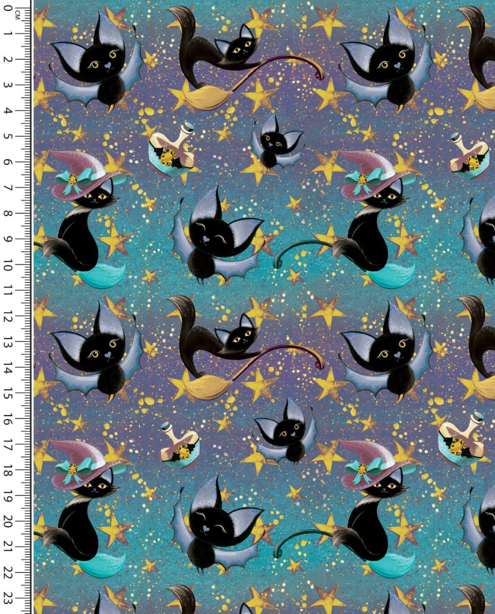 French Terry Digital Cats : 5901 : 2004 : Aqua