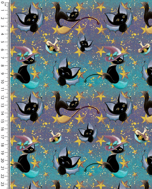 French Terry Digital Cats : 5901 : 2004 : Aqua