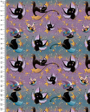 French Terry Digital Cats : 5901 : 806 : Dark Petrol