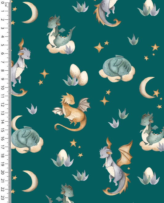 French Terry Digital Little Dragon : 5902 : 1106 : Petrol