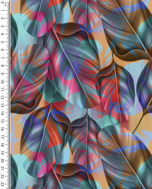 French Terry Digital Leaves : 5903 : 1307 : Petrol