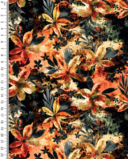 French Terry Digital Flower Batik : 5904 : 1138 : Light Orange