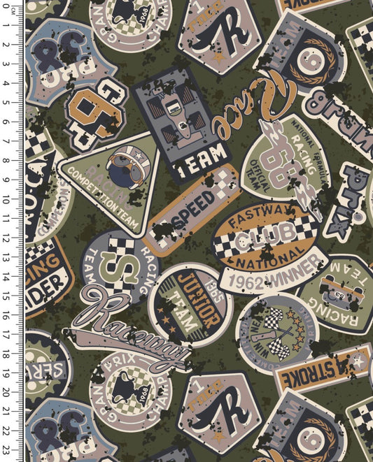 Sweat Brushed Digital Racing Badge : 5908 : 28 : Army Green