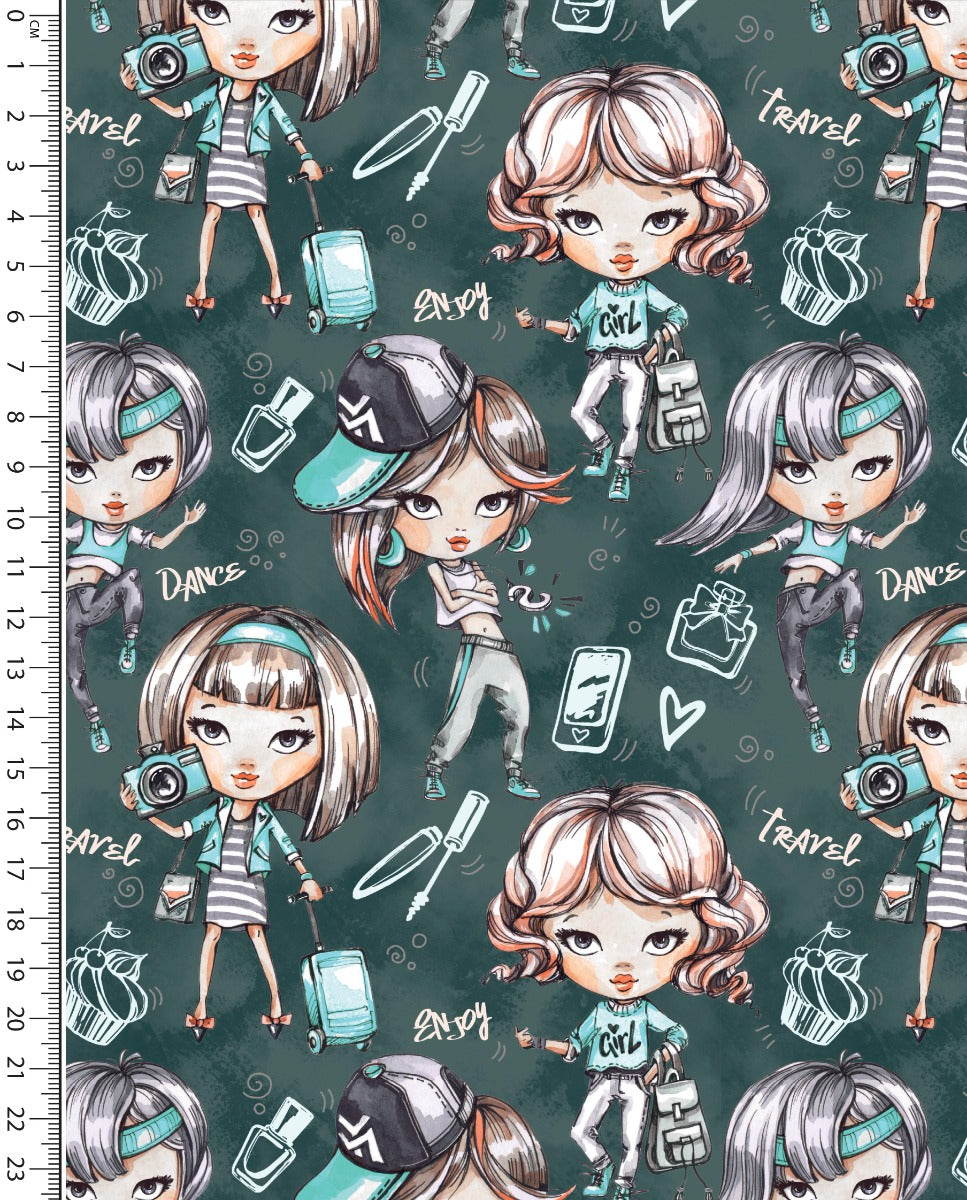 Alpine French Terry (Fleece Backed) Digital Girls : 5851 : 1106 : Petrol