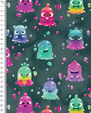 Alpine French Terry (Fleece Backed) Digital Funny Drops : 5853 : 1106 : Petrol