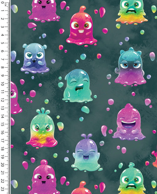 Alpine French Terry (Fleece Backed) Digital Funny Drops : 5853 : 1106 : Petrol