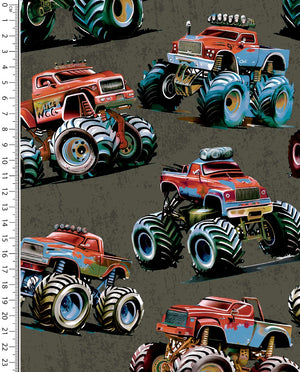 Alpine French Terry (Fleece Backed) Digital Monstertruck : 5855 : 28 : Army Green