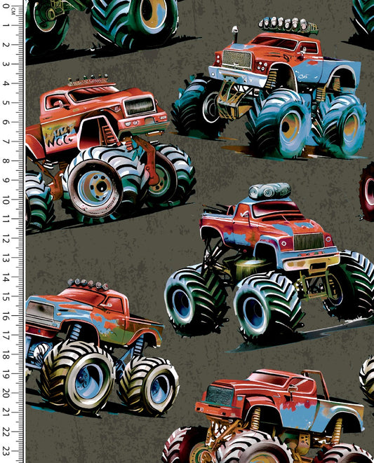 Alpine French Terry (Fleece Backed) Digital Monstertruck : 5855 : 28 : Army Green