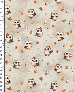 Alpine French Terry (Fleece Backed) Digital Marshmallow Owl : 5858 : 1453 : Taupe