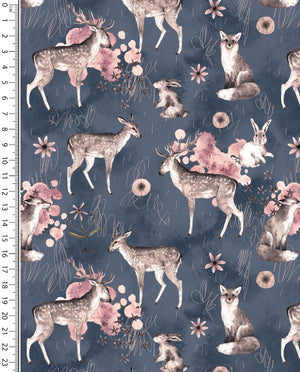 Alpine French Terry (Fleece Backed) Digital Forest Animals : 5860 : 1107 : Jeans Blue