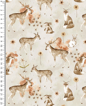 Alpine French Terry (Fleece Backed) Digital Forest Animals : 5860 : 652 : Light Beige