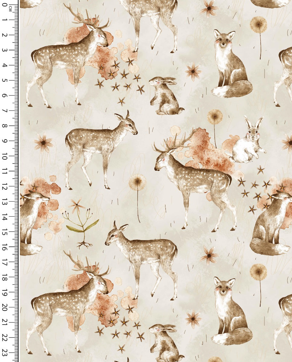 Alpine French Terry (Fleece Backed) Digital Forest Animals : 5860 : 652 : Light Beige