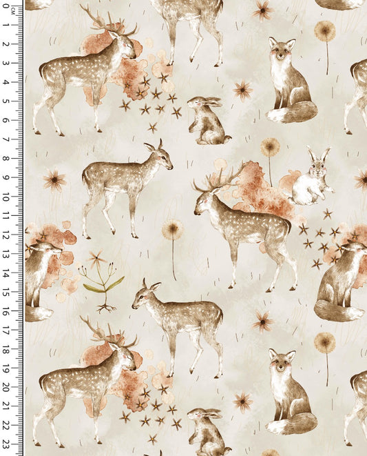 Alpine French Terry (Fleece Backed) Digital Forest Animals : 5860 : 652 : Light Beige