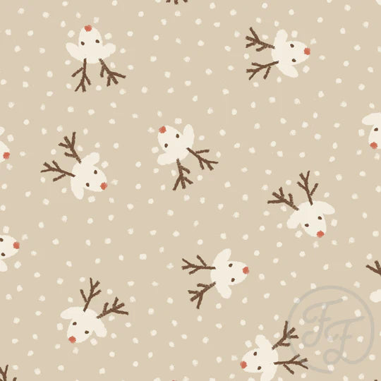 (IN STOCK) Family Fabrics | Rudolph Big Beige 100-1849 | French Terry 230gsm BY THE HALF YARD