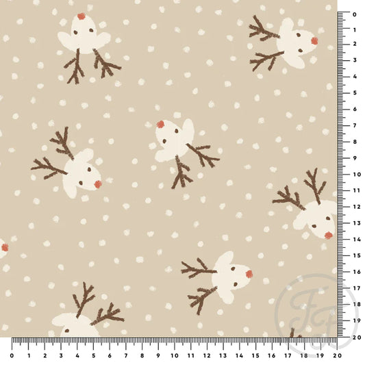 (IN STOCK) Family Fabrics | Rudolph Big Beige 100-1849 | Fleeced French Terry BY THE HALF YARD