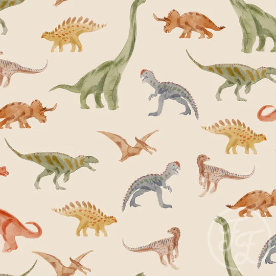 (IN STOCK) Family Fabrics | Dinosaur Multi Big 100-1510 | Jersey 180gsm BY THE HALF YARD