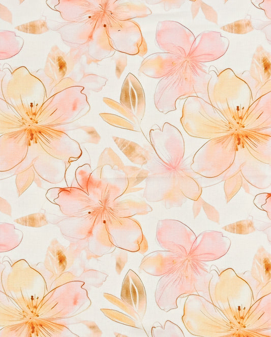 Rib Jersey Digitaal Aquarel Spring Flowers : 5793 : 151 : Ecru