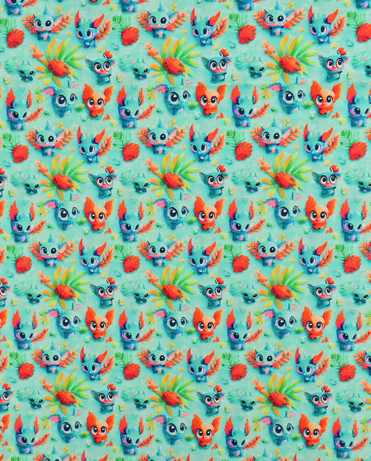 Poplin 3 D Fantasy Animals : 5821 : 25 : Green