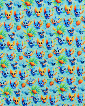 Poplin 3 D Fantasy Animals : 5821 : 4 : Aqua