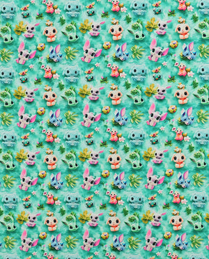 Poplin 3 D Fnatasy Animals : 5820 : 25 : Green