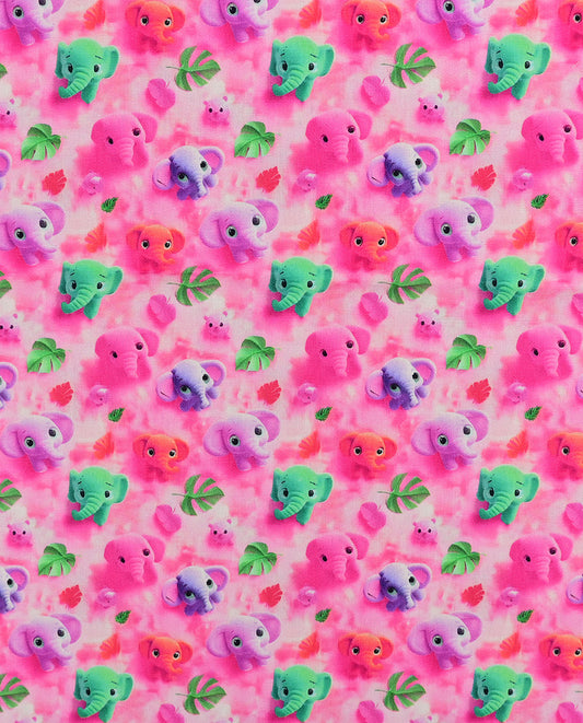 Poplin 3 D Elephant : 5818 : 17 : Fuchsia