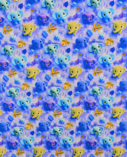 Poplin 3 D Elephant : 5818 : 5 : Cobalt