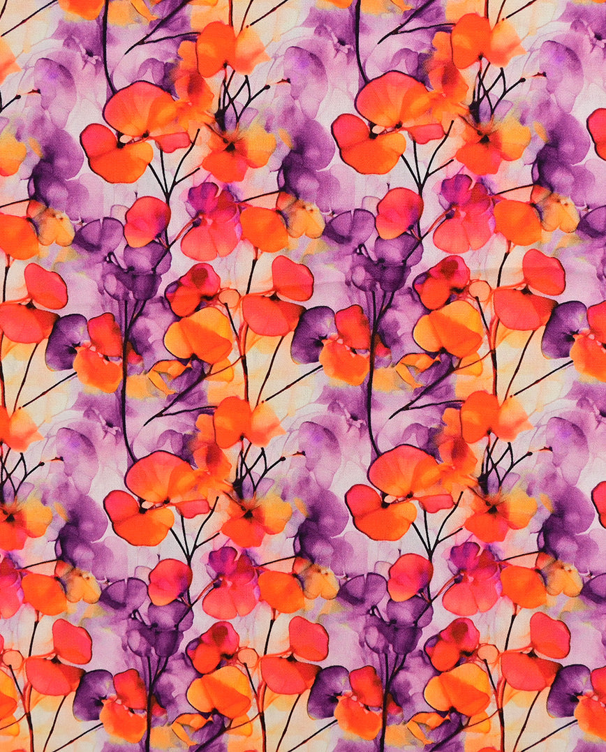 Poplin Digitaal Flowers : 5830 : 445 : Purple