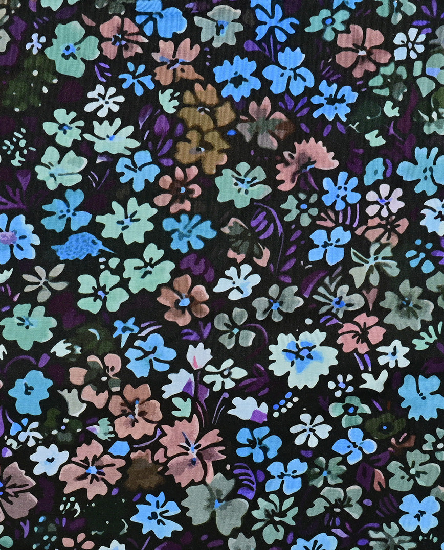 Bamboo Jersey Digital Little Flower : 5881 : 2205 : Cobalt