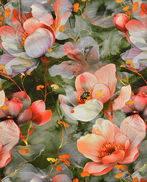 Bamboo Jersey Digital Poppy Flower : 5877 : 1121 : Light Green