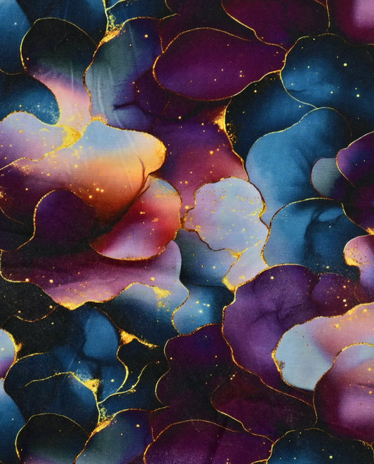 Bamboo Jersey Digital Gold Fantasy : 5879 : 806 : Dark Petrol