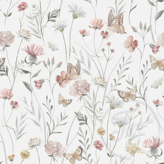 (IN STOCK) Family Fabrics | Flowers and Butterflies 100-173 | Jersey 180gsm BY THE HALF YARD