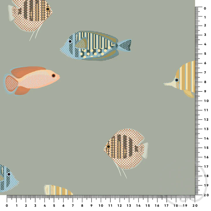 Family Fabrics | Tropical Fish Sage | 100-1676 (by the full yard)