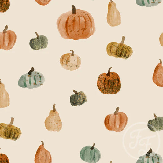 (IN STOCK) Family Fabrics | Pumpkins Color 100-1393 | Jersey 220gsm BY THE HALF YARD