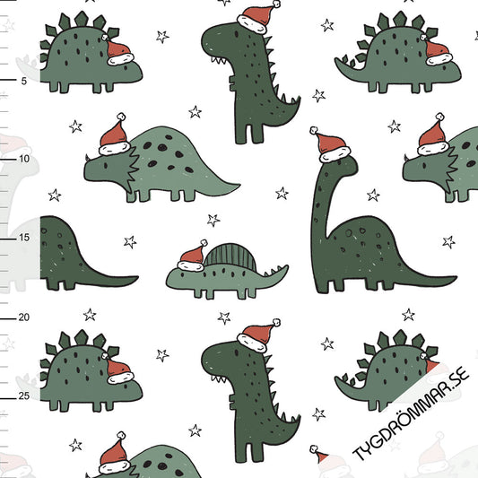 Tygdrommar Jersey - Christmas Dinos Hats BY THE HALF YARD