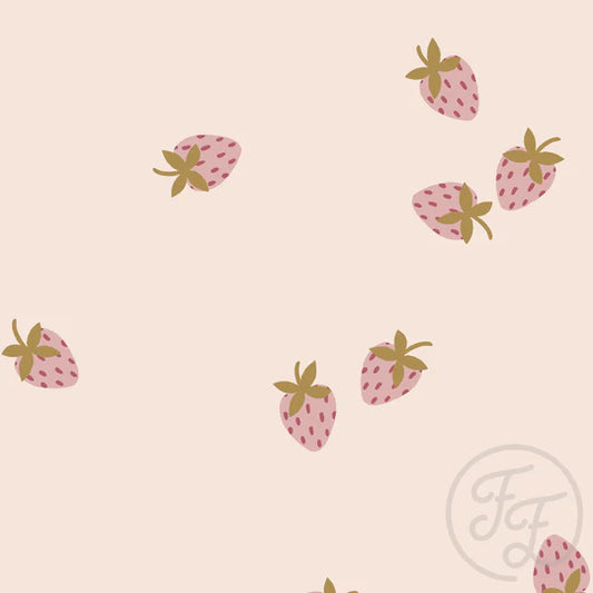 (IN STOCK) Family Fabrics | Strawberries Pink Big 100-2208 | Jersey 180gsm BY THE HALF YARD