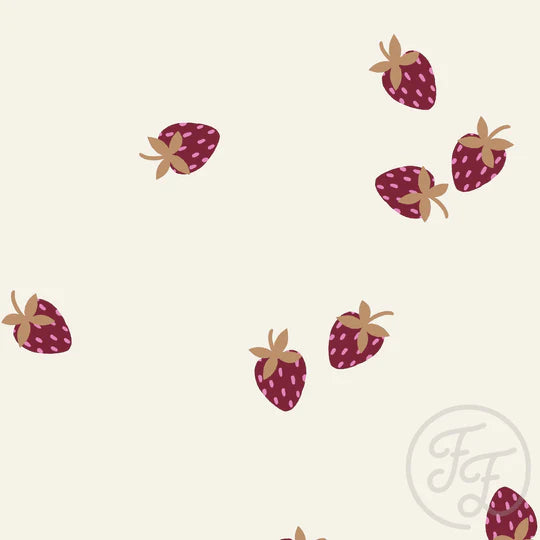 (IN STOCK) Family Fabrics | Strawberries Red Big 100-2206 | Jersey 180gsm BY THE HALF YARD