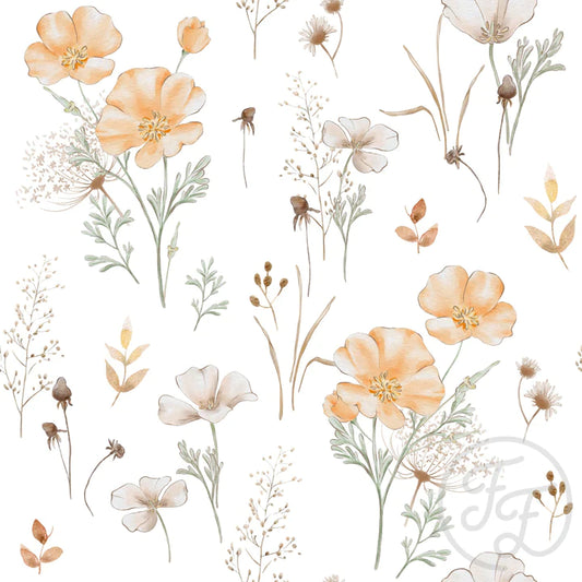 Family Fabrics | Wild Poppies White (6"x6") | 111-104 (by the full yard)