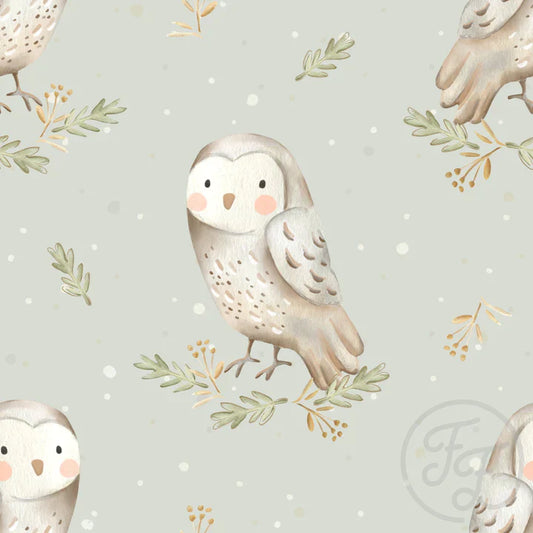 Family Fabrics | Owl Sage (5"x5") | 111-108 (by the full yard)