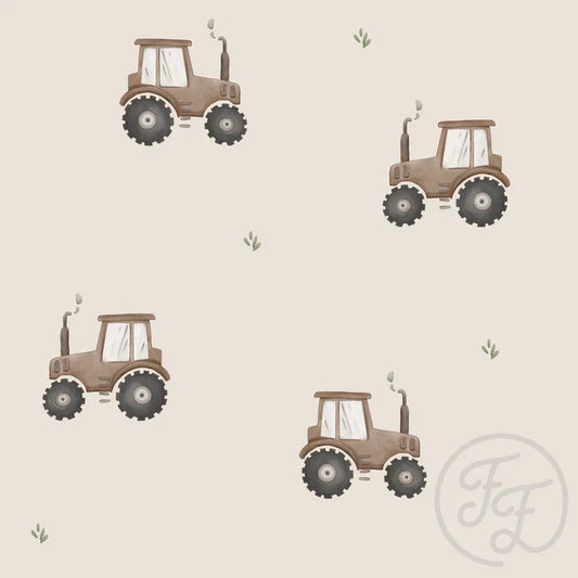 Family Fabrics | Brown Tractor Neutral (5"x5") | 111-116 (by the full yard)