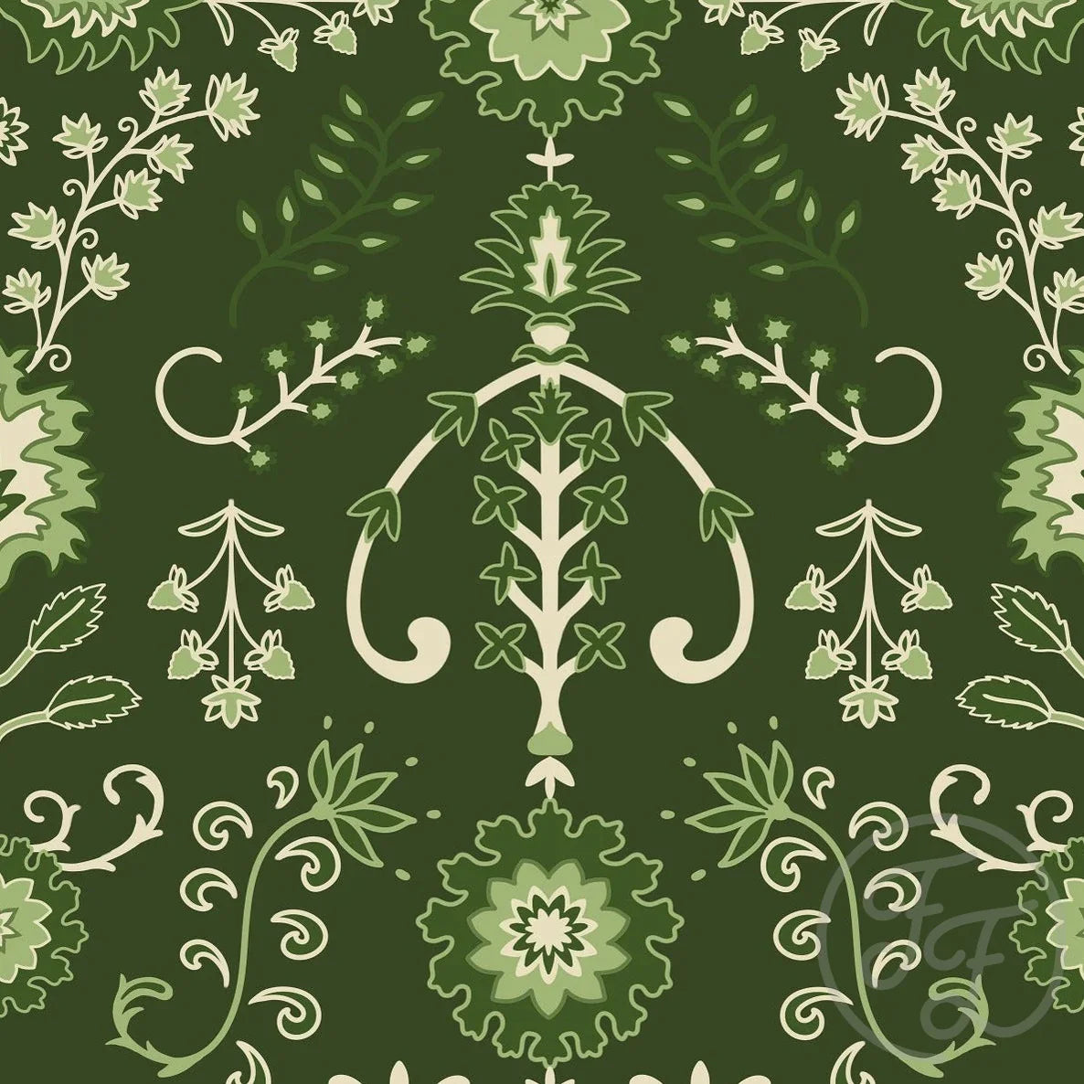 Family Fabrics | Emerald Oriental | 110-139 (by the full yard)