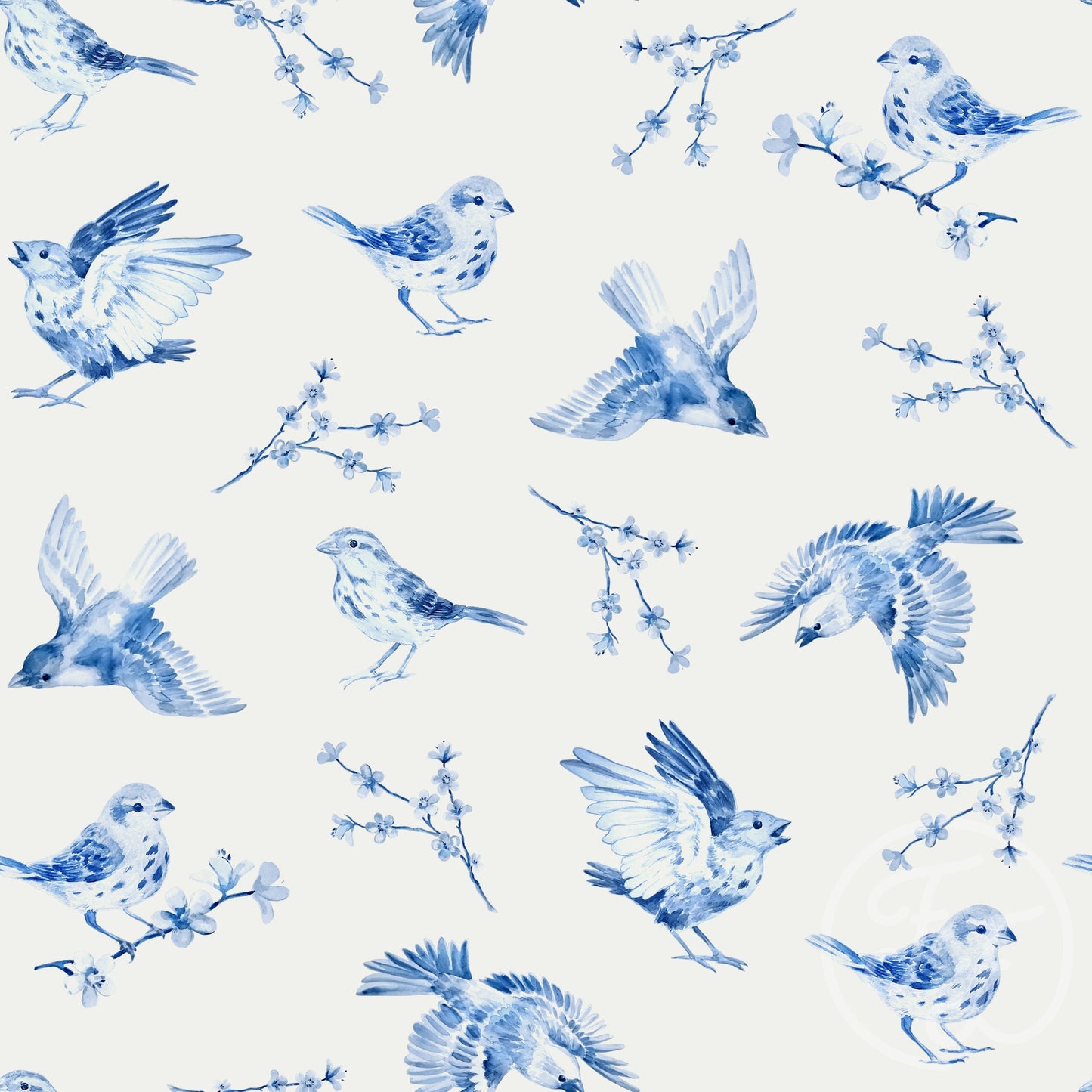 Family Fabrics | Blue Sparrow 100-107 (by the full yard)