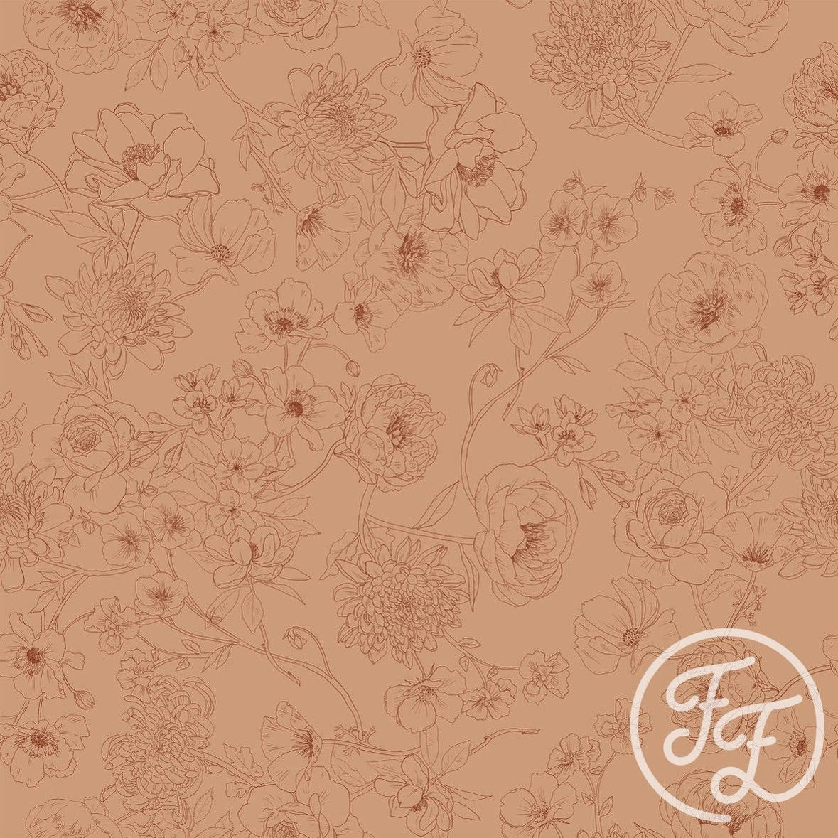 Family Fabrics | Floralines Toast 100-1124 (by the full yard)