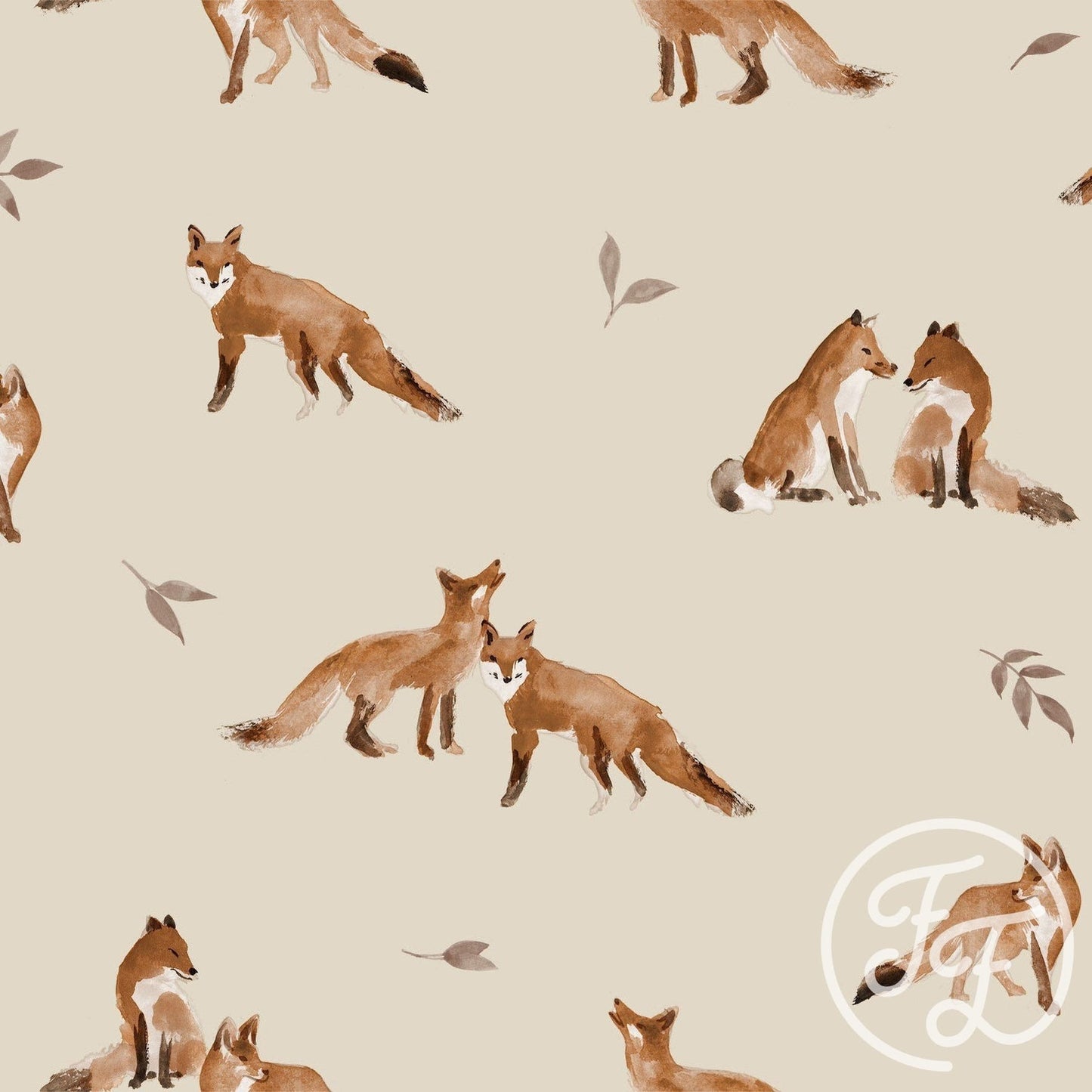 Family Fabrics | Fox Grey Leaves 100-1134 (by the full yard)
