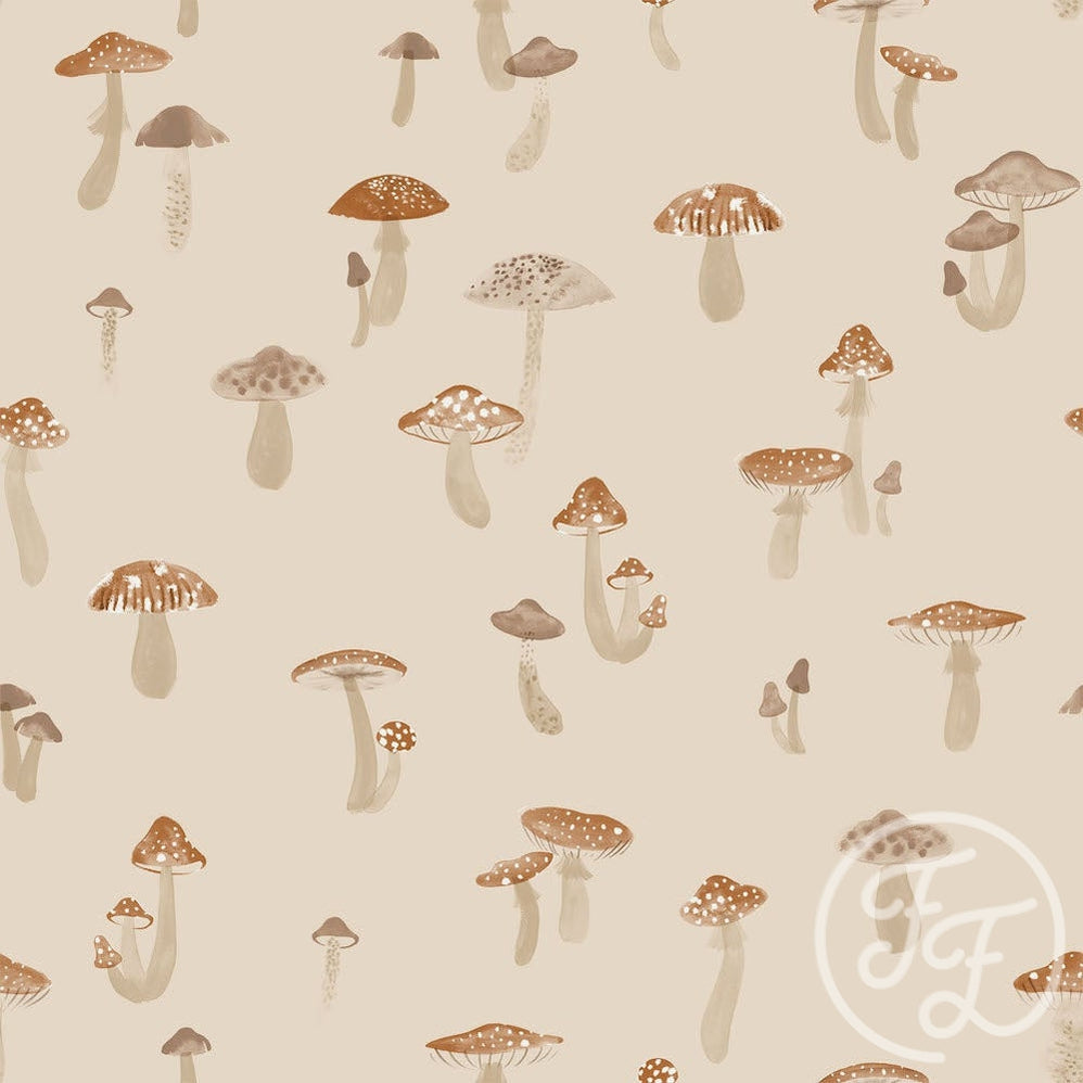 Family Fabrics | Tiny Mushrooms White Swan 100-1189 (by the full yard)
