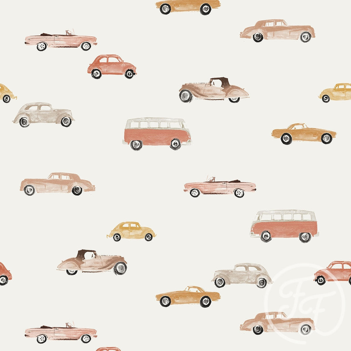 Family Fabrics | Vintage Cars Red 100-1280 (by the full yard)