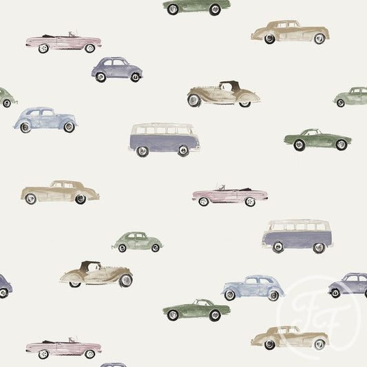 Family Fabrics | Vintage Cars Blue 100-1282 (by the full yard)