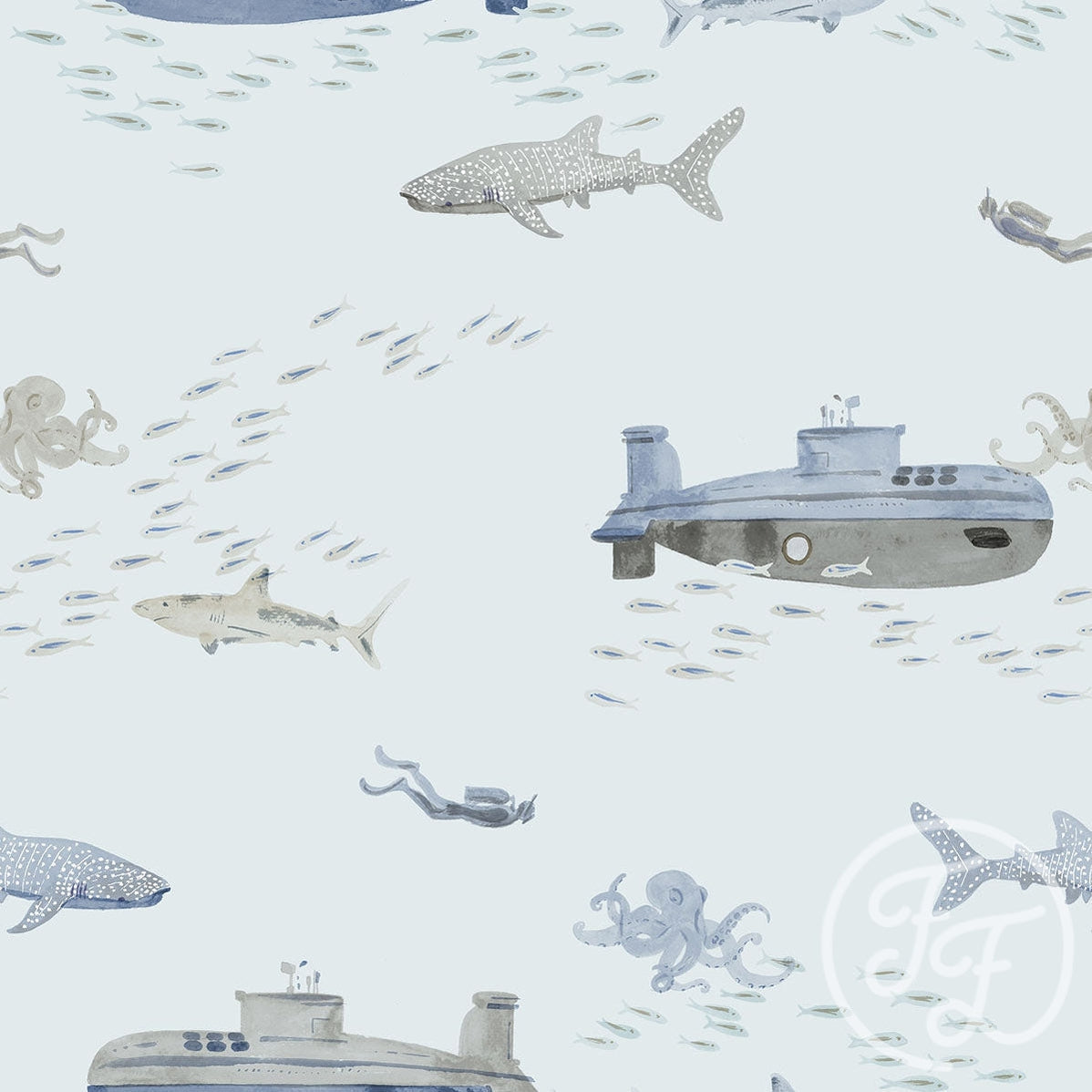 Family Fabrics | Deep Sea Diving Blue 100-1306 (by the full yard)