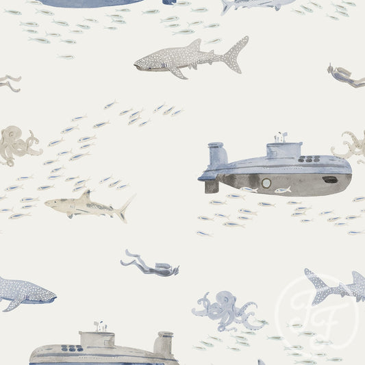 Family Fabrics | Deep Sea Diving Off White 100-1307 (by the full yard)